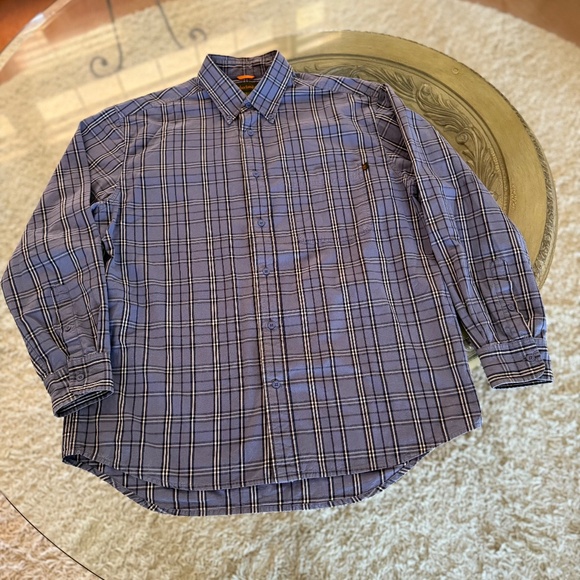 Timberland Men's Large Blue Plaid Check Long Sleeve Shirt Regular Fit Casual - Picture 1 of 10